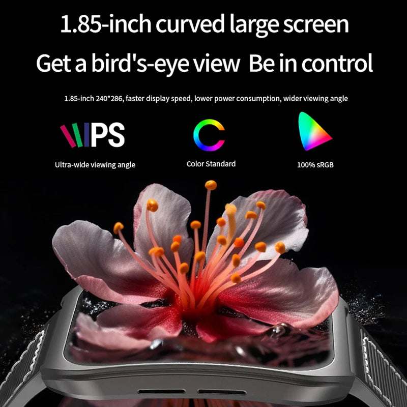 2025 NEW Smart Watch 1.85''Curved Screen BT5.4 Wireless Call Music Control Heart Rate/Sleep Monitoring  Remote Camera for Men