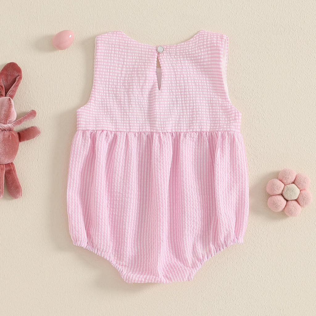 FOCUSNORM 0-4Y Lovely Kids Girls Summer Easter Dress/Romper Ruffle Fly Sleeve Round Neck Rabbit Embroidery A-Line Cute Dres