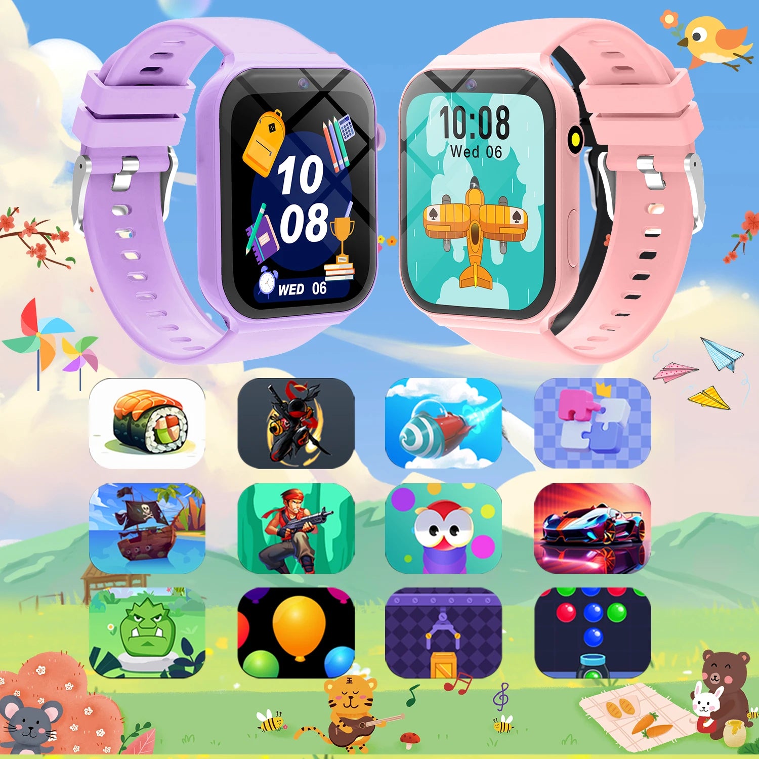 2025 New Smartwatch For Kids HD Camera Flashlight Study Partners Multi Games Calculator Children's Day Birthday Gift Boys Girls